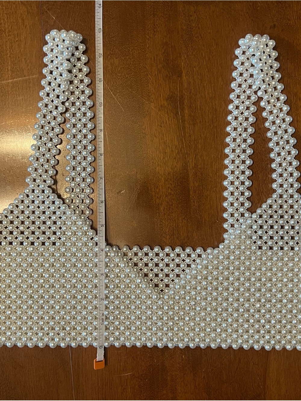 Pearl Beaded Crop Top - White Faux Pearl